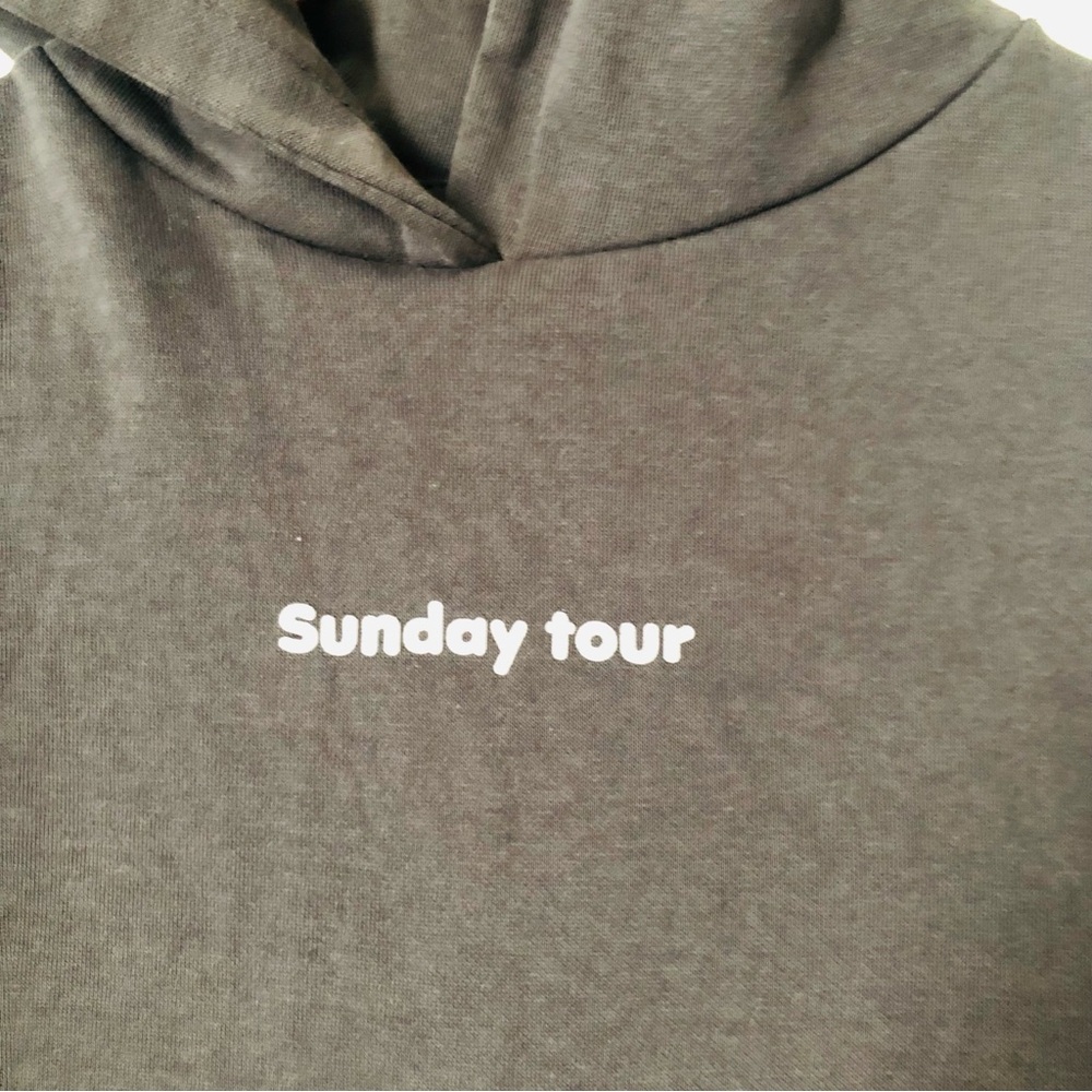 Zara Girls’ Graphic Dark Gray Boxy Crop Sweatshirt Hoodie size 11/12 Sunday Tour - Picture 4 of 5
